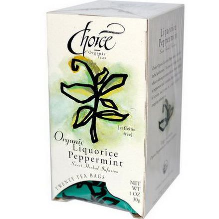 Choice Organic Teas, Organic, Liquorice Peppermint Tea, Caffeine Free, 20 Bags 30g