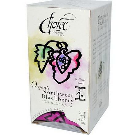 Choice Organic Teas, Organic, Northwest Blackberry, Caffeine Free, 20 Tea Bags 40g