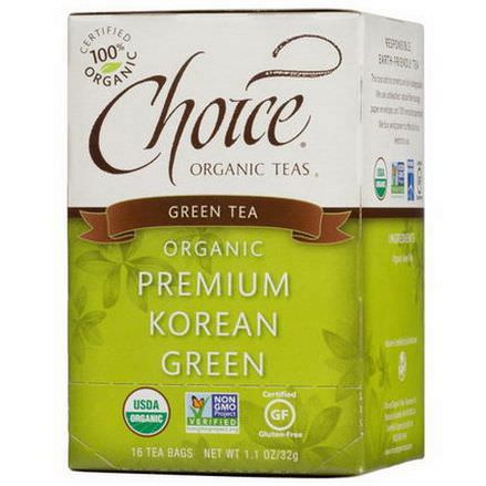 Choice Organic Teas, Organic, Premium Korean Green, Green Tea, 16 Tea Bags 32g