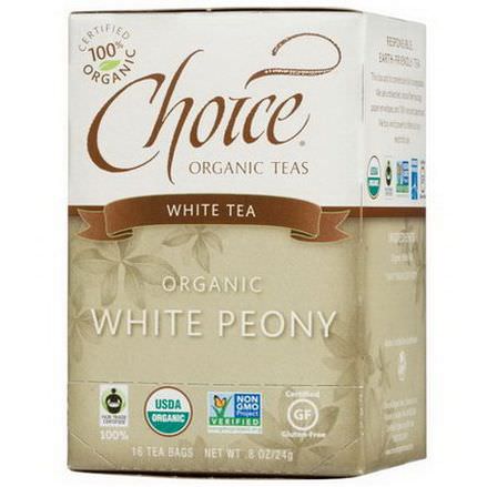 Choice Organic Teas, Organic, White Peony, White Tea, 16 Tea Bags 24g