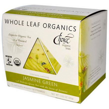 Choice Organic Teas, Whole Leaf Organics, Jasmine Green, 15 Tea Pyramids 30g