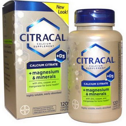 Citracal, Calcium Citrate, Magnesium&Minerals, +D3, 120 Coated Caplets