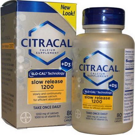 Citracal, Calcium Supplement, Slow Release 1200 D3, 80 Coated Tablets