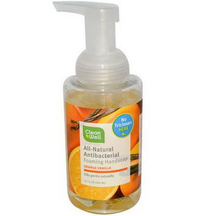 Clean Well, All-Natural Antibacterial Foaming Handsoap, Orange Vanilla 280ml