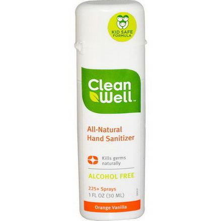 Clean Well, All-Natural Hand Sanitizer, Orange Vanilla 30ml