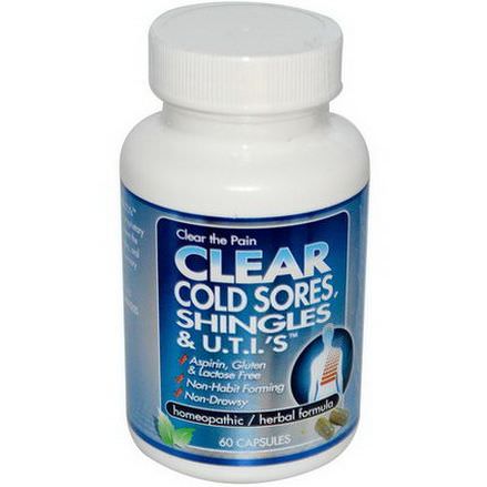 Clear Products, Clear Cold Sores, Shingles&U.T.I.'s, 60 Capsules