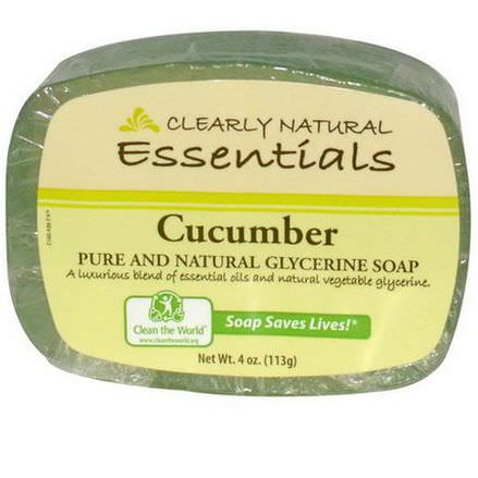 Clearly Natural, Essentials, Pure and Natural Glycerine Soap, Cucumber 113g
