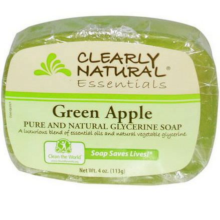 Clearly Natural, Essentials, Pure and Natural Glycerine Soap, Green Apple 113g