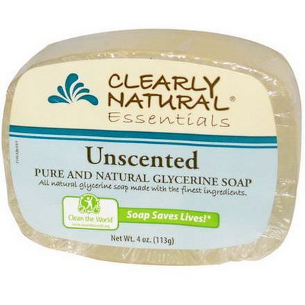 Clearly Natural, Essentials, Pure and Natural Glycerine Soap, Unscented 113g