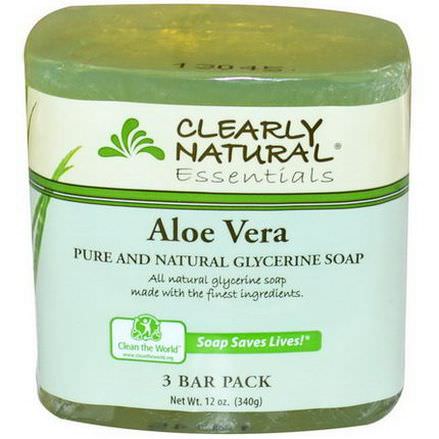Clearly Natural, Pure and Natural Glycerine Soap, Aloe Vera, 3 Bar Pack, 4 oz Each