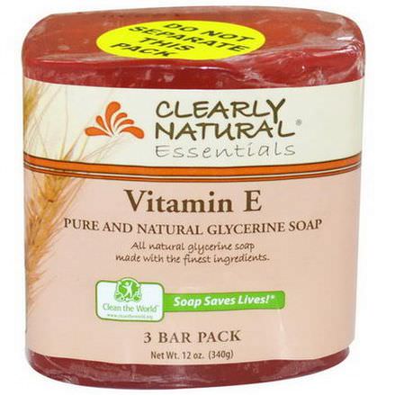 Clearly Natural, Pure and Natural Glycerine Soap, Vitamin E, 3 Bar Pack, 4 oz Each
