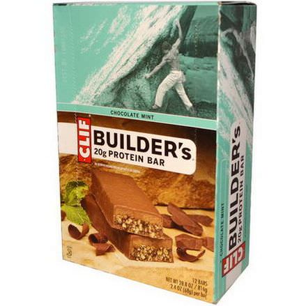 Clif Bar, Builder's 20g Protein Bar, Chocolate Mint, 12 Bars 68g Per Bar