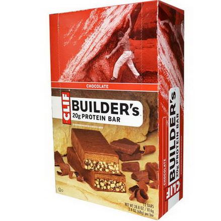 Clif Bar, Builder's Protein Bar, Chocolate, 12 Bars 68g Each
