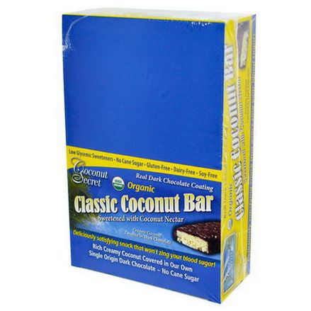 Coconut Secret, Organic, Classic Coconut Bar, 12 Bars 50g Each