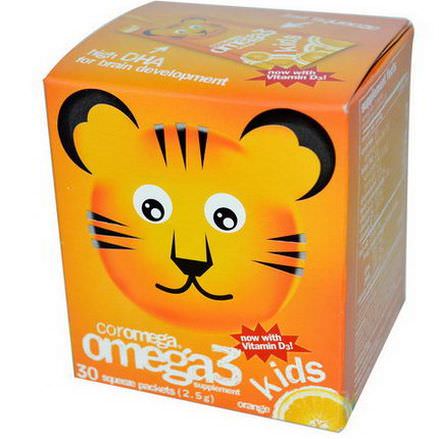 Coromega, Kids, Omega3, Orange, 30 Squeeze Packets, 2.5g Each