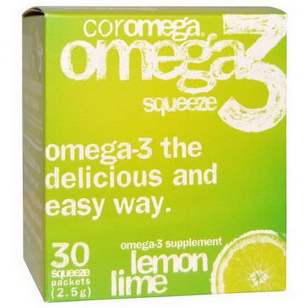 Coromega, Omega3 Squeeze, Lemon Lime, 30 Squeeze Packets, 2.5g Each