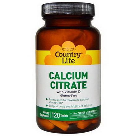 Country Life, Calcium Citrate With Vitamin D, 120 Tablets
