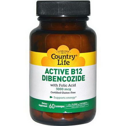 Country Life, Active B12 Dibencozide, 3000mcg, 60 Lozenges