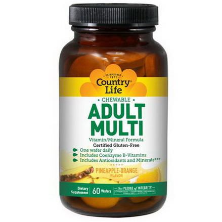 Country Life, Adult Multi, Chewable, Pineapple-Orange Flavor, 60 Wafers