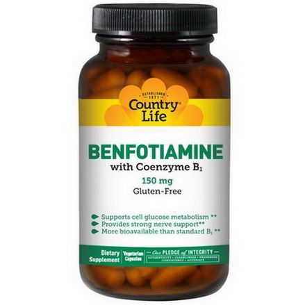 Country Life, Benfotiamine, with Coenzyme B1, 150mg, 60 Veggie Caps