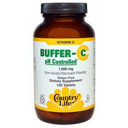 Country Life, Gluten Free, Buffer-C, pH Controlled, 1,000mg, 120 Tablets