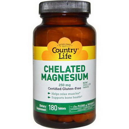 Country Life, Chelated Magnesium, 250mg, 180 Tablets