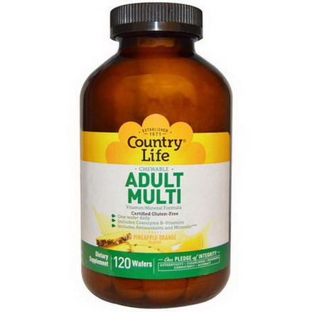 Country Life, Chewable Adult Multi, Pineapple-Orange Flavor, 120 Wafers