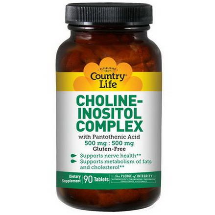 Country Life, Choline-Inositol Complex, 500mg / 500mg, 90 Tablets