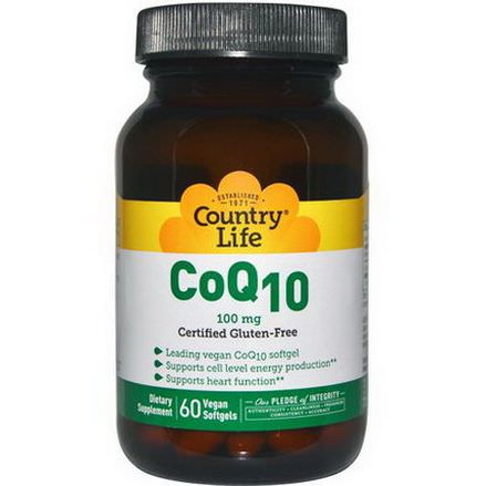 Country Life, CoQ10, 100mg, 60 Vegan Softgels