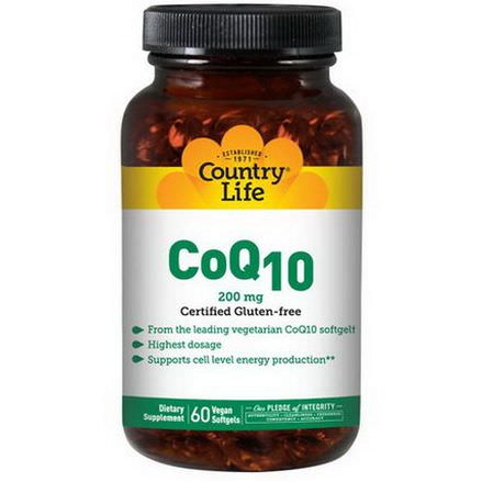 Country Life, CoQ10, 200mg, 60 Vegan Softgels