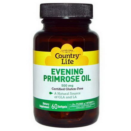 Country Life, Evening Primrose Oil, 500mg, 60 Softgels