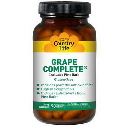 Country Life, Grape Complete, Includes Pine Bark, 90 Veggie Caps