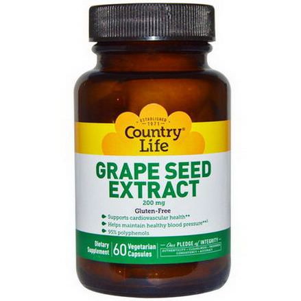 Country Life, Grape Seed Extract, 200mg, 60 Veggie Caps
