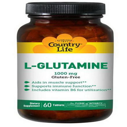 Country Life, L-Glutamine, 1000mg, 60 Tablets