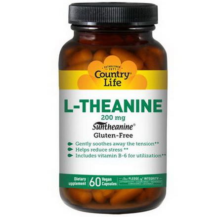 Country Life, L-Theanine, 200mg, 60 Vegan Caps