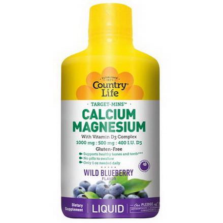 Country Life, Liquid Calcium Magnesium, Wild Blueberry Flavor 944ml