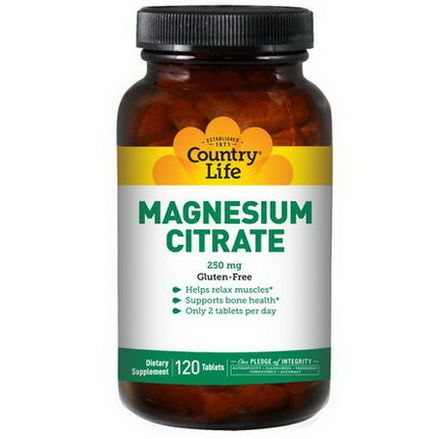 Country Life, Magnesium Citrate, 250mg, 120 Tablets