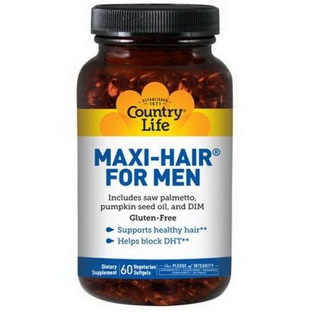 Country Life, Maxi Hair for Men, 60 Softgels