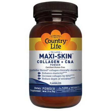 Country Life, Maxi-Skin Collagen C&A Powder, Flavorless 78g