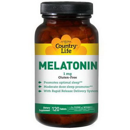 Country Life, Melatonin, 1mg, 120 Tablets