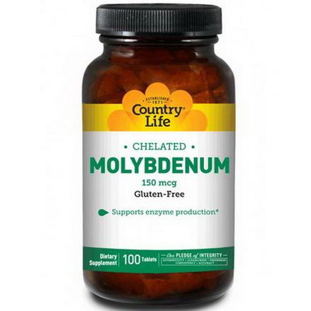 Country Life, Molybdenum, Chelated, 150mcg, 100 Tablets