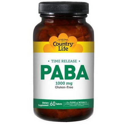 Country Life, PABA, Time Release, 1000mg, 60 Tablets