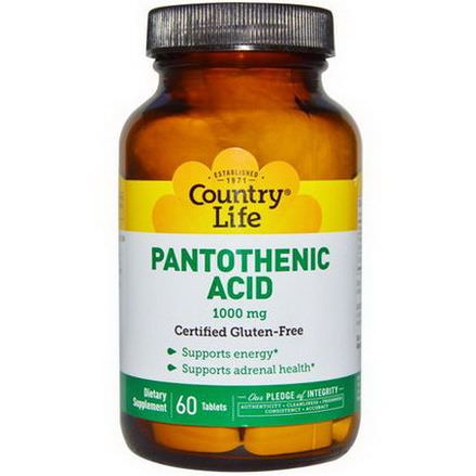 Country Life, Pantothenic Acid, 1000mg, 60 Tablets