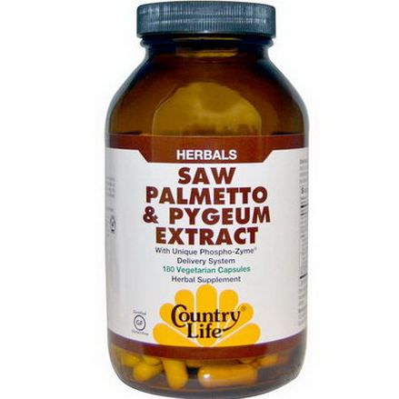 Country Life, Saw Palmetto&Pygeum Extract, 180 Veggie Caps