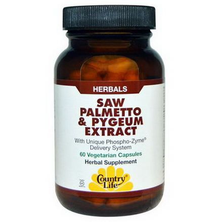 Country Life, Saw Palmetto&Pygeum Extract, 60 Veggie Caps