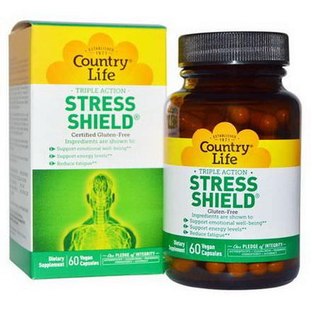 Country Life, Stress Shield, Triple Action, 60 Vegan Caps