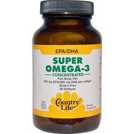 Country Life, Super Omega-3, Concentrated, 60 Softgels