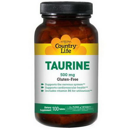 Country Life, Taurine, 500mg, 100 Tablets