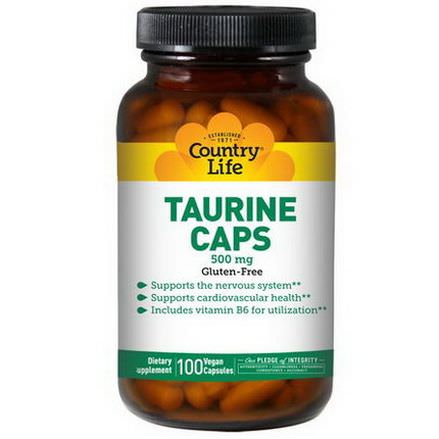 Country Life, Taurine Caps, 500mg, 100 Vegan Caps