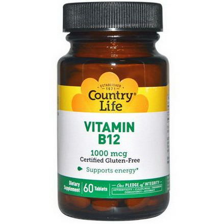 Country Life, Vitamin B12, 1000mcg, 60 Tablets